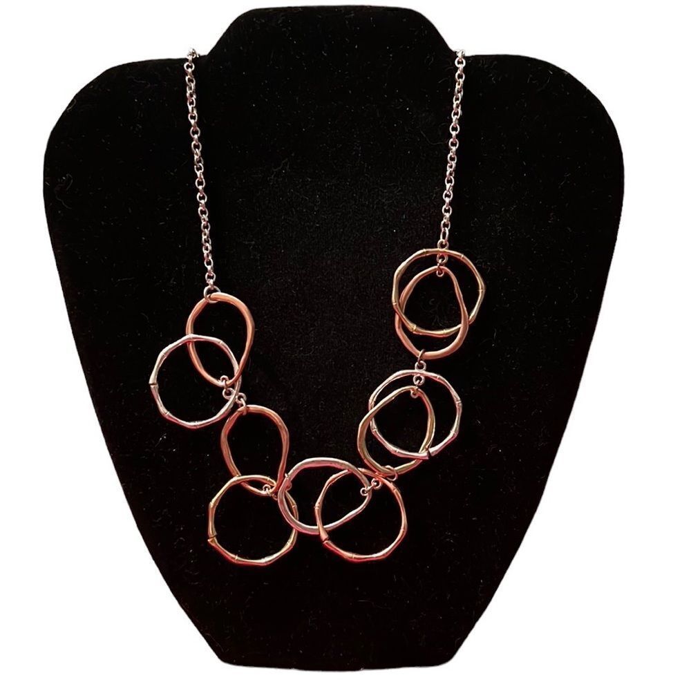 Unbranded copper & silver colored multi circle necklace EUC